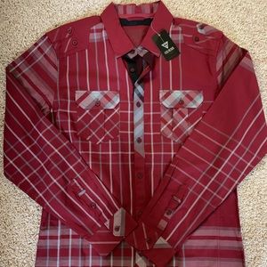 Two men’s Guess long sleeve dress shirts